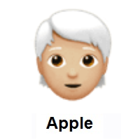 Person: Medium-Light Skin Tone, White Hair on Apple iOS