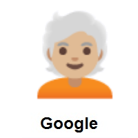 Person: Medium-Light Skin Tone, White Hair on Google Android