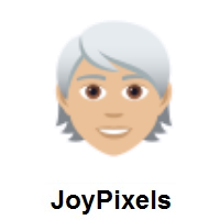 Person: Medium-Light Skin Tone, White Hair on JoyPixels