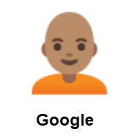 Person: Medium Skin Tone, Bald on Google Android