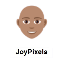 Person: Medium Skin Tone, Bald on JoyPixels