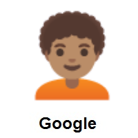 Person: Medium Skin Tone, Curly Hair on Google Android