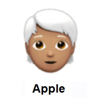 Person: Medium Skin Tone, White Hair on Apple iOS