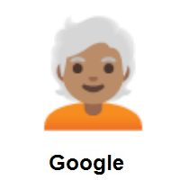 Person: Medium Skin Tone, White Hair on Google Android