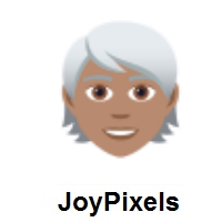 Person: Medium Skin Tone, White Hair on JoyPixels