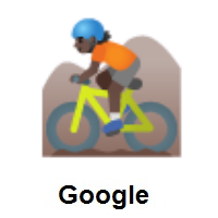 Person Mountain Biking: Dark Skin Tone on Google Android