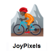 Person Mountain Biking: Dark Skin Tone on JoyPixels