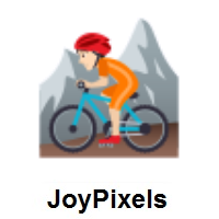 Person Mountain Biking: Light Skin Tone on JoyPixels