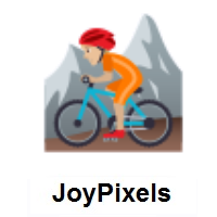 Person Mountain Biking: Medium-Light Skin Tone on JoyPixels