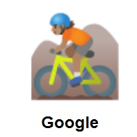 Person Mountain Biking: Medium Skin Tone on Google Android