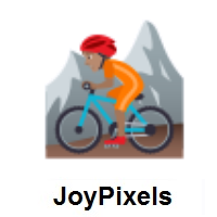 Person Mountain Biking: Medium Skin Tone on JoyPixels