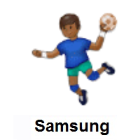 Person Playing Handball: Medium-Dark Skin Tone on Samsung