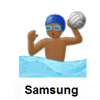 Person Playing Water Polo: Medium-Dark Skin Tone on Samsung
