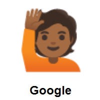 Person Raising Hand: Medium-Dark Skin Tone on Google Android