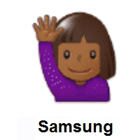 Person Raising Hand: Medium-Dark Skin Tone on Samsung