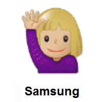 Person Raising Hand: Medium-Light Skin Tone on Samsung