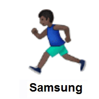 Person Running: Dark Skin Tone on Samsung