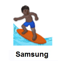 Person Surfing: Dark Skin Tone on Samsung