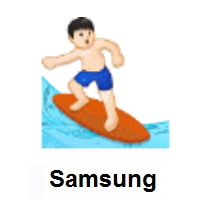 Person Surfing: Light Skin Tone on Samsung