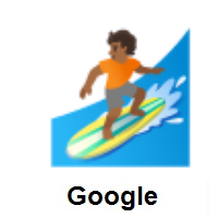 Person Surfing: Medium-Dark Skin Tone on Google Android