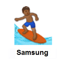 Person Surfing: Medium-Dark Skin Tone on Samsung