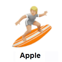 Person Surfing: Medium-Light Skin Tone on Apple iOS