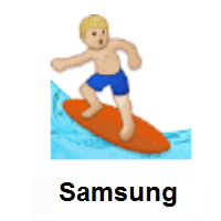 Person Surfing: Medium-Light Skin Tone on Samsung