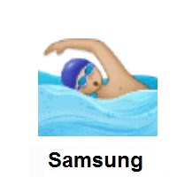 Person Swimming: Medium-Light Skin Tone on Samsung
