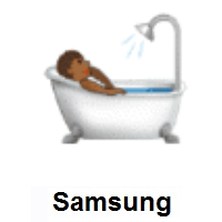 Person Taking Bath: Medium-Dark Skin Tone on Samsung
