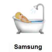 Person Taking Bath: Medium-Light Skin Tone on Samsung