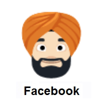Person Wearing Turban: Light Skin Tone on Facebook