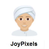 Person Wearing Turban: Medium-Light Skin Tone on JoyPixels