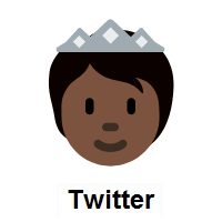 Person with Crown: Dark Skin Tone on Twitter Twemoji