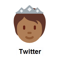 Person with Crown: Medium-Dark Skin Tone on Twitter Twemoji