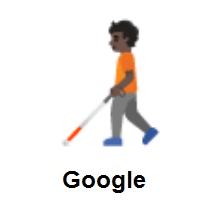 Person With White Cane: Dark Skin Tone on Google Android