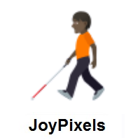 Person With White Cane: Dark Skin Tone on JoyPixels