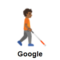 Person With White Cane Facing Right: Medium-Dark Skin Tone on Google Android