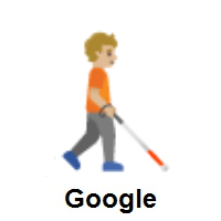 Person With White Cane Facing Right: Medium-Light Skin Tone on Google Android