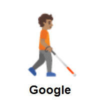 Person With White Cane Facing Right: Medium Skin Tone on Google Android
