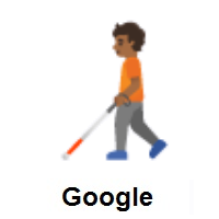 Person With White Cane: Medium-Dark Skin Tone on Google Android