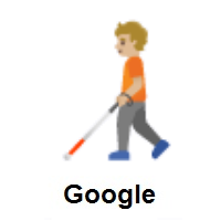 Person With White Cane: Medium-Light Skin Tone on Google Android