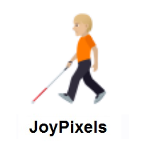 Person With White Cane: Medium-Light Skin Tone on JoyPixels