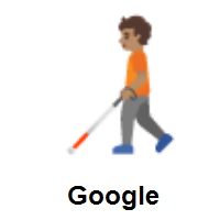 Person With White Cane: Medium Skin Tone on Google Android