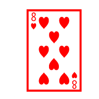 Colored Playing Card Eight Of Hearts