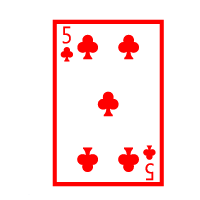 Colored Playing Card Five Of Clubs