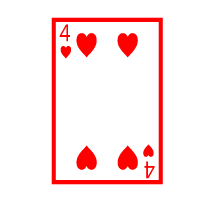 Colored Playing Card Four Of Hearts