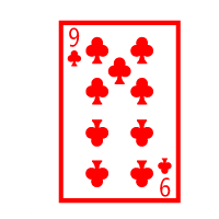 Colored Playing Card Nine Of Clubs