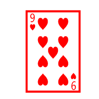 Colored Playing Card Nine Of Hearts