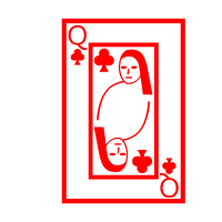 Colored Playing Card Queen Of Clubs