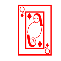 Colored Playing Card Queen Of Diamonds